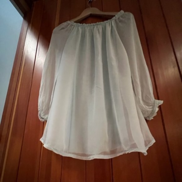 Italian Silk Flowy Pale Blue Top NWOT - Picture 11 of 15